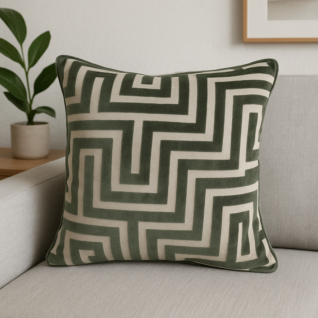 Paul Moneypenny Sage Geometric Cushion