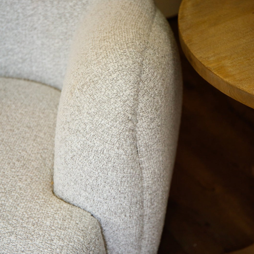 Grey/Beige Organic Bouclé Armchair