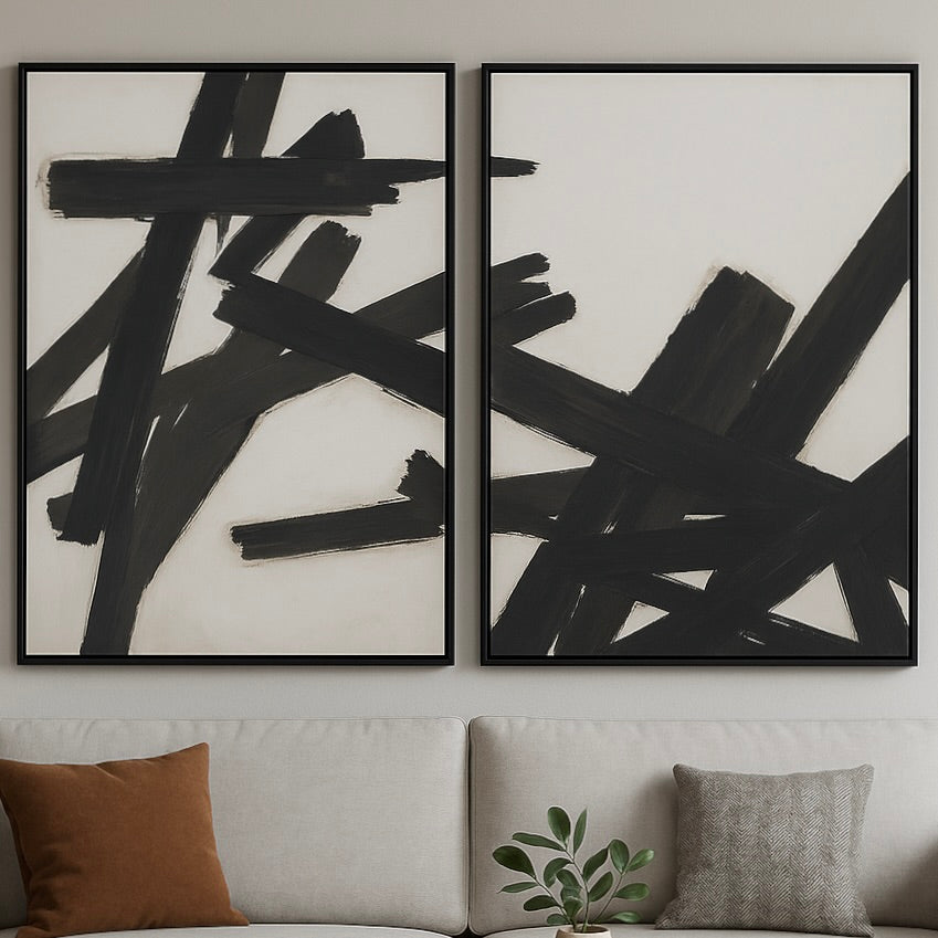 Abstract Strokes Painting Duo