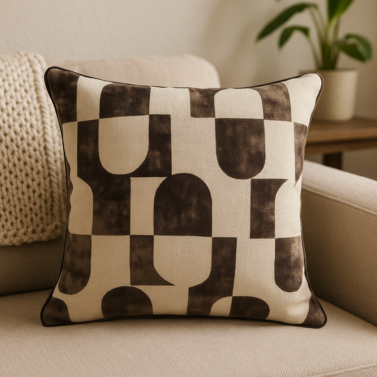 Paul Moneypenny Brown Retro Cushion