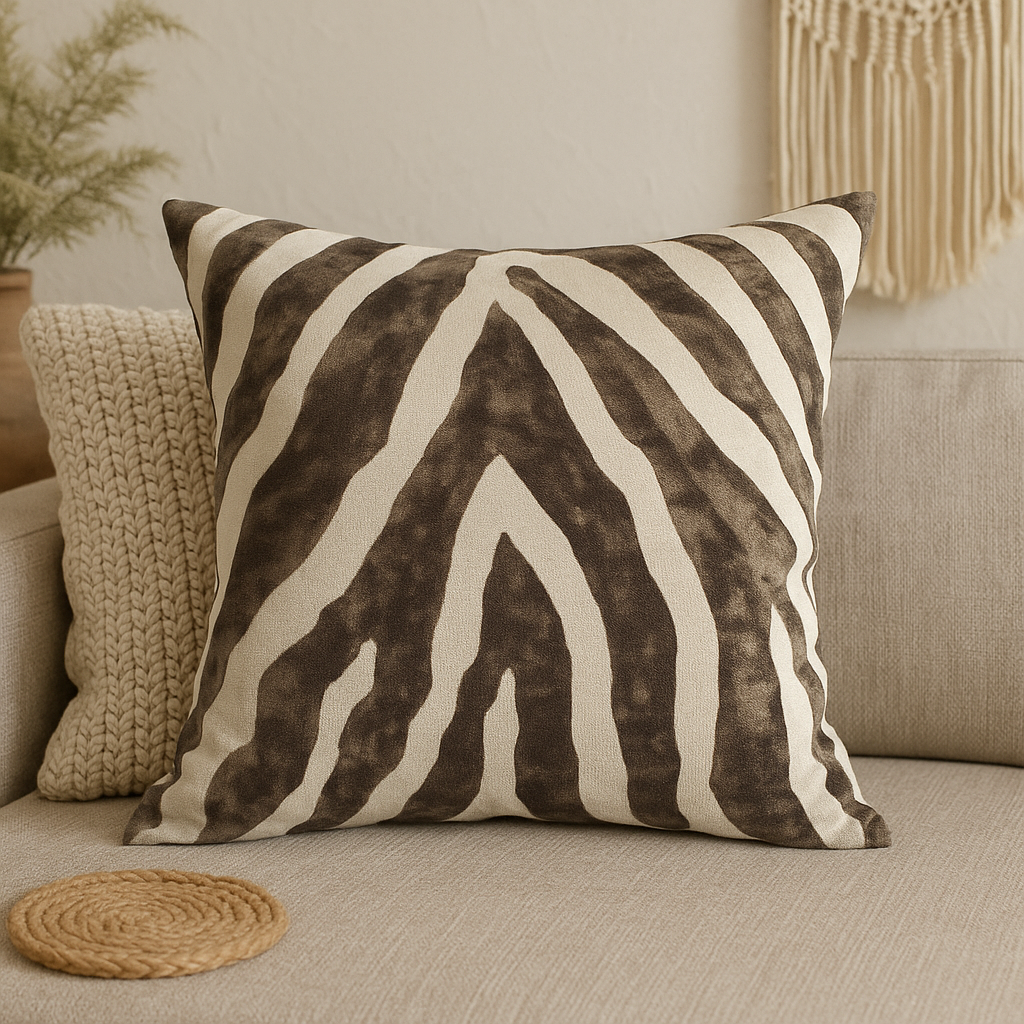 Paul Moneypenny Brown Zebra Print Cushion