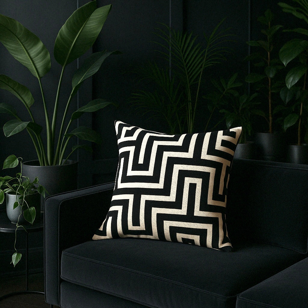Paul Moneypenny Monochrome Geometric Cushion