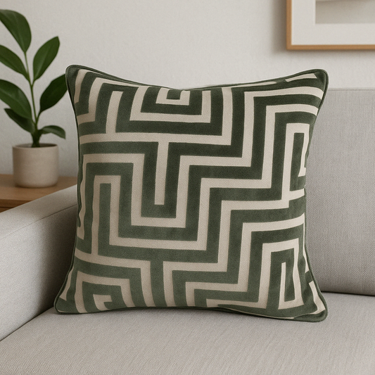 Paul Moneypenny Sage Geometric Cushion