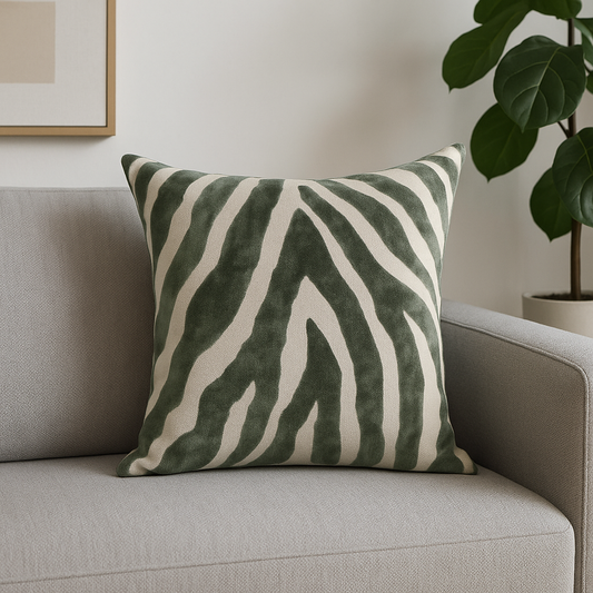 Paul Moneypenny Sage Zebra Print Cushion